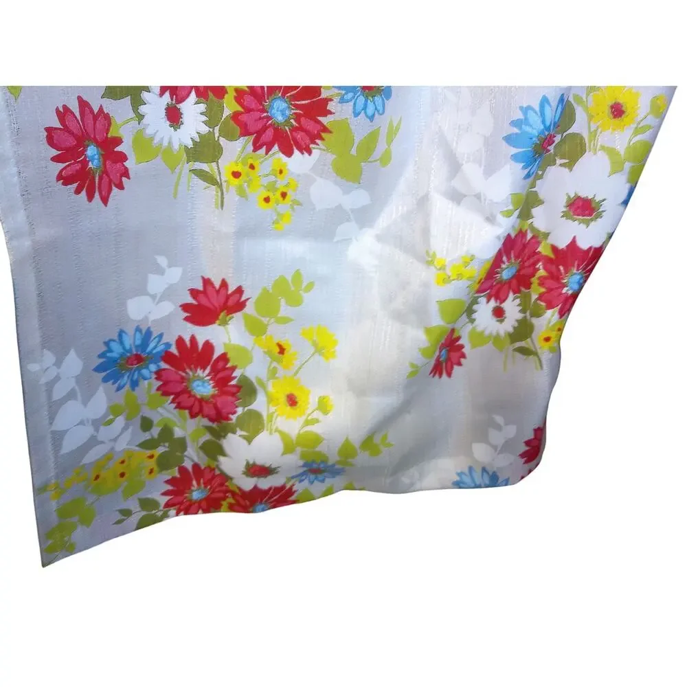 Vtg 70s Flower Power Pinch Pleat Curtains Retro Colorful Floral Drapes 2 Panels